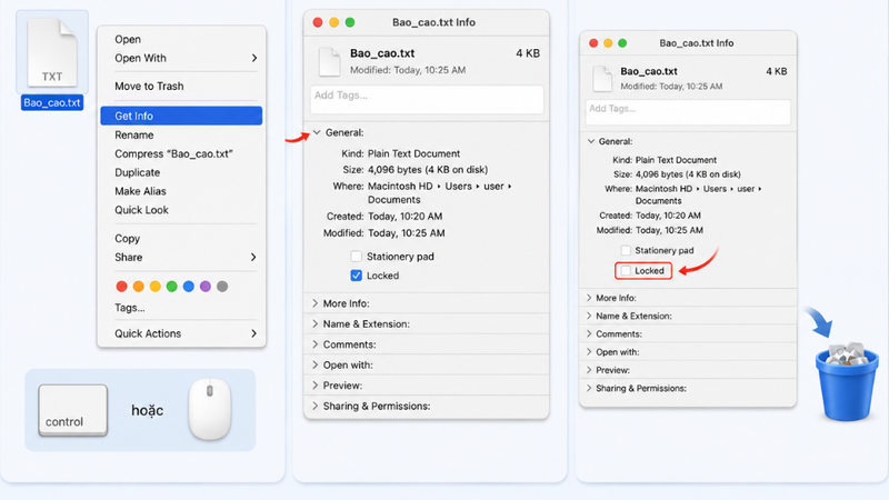 không xoá được file trên macOS 3