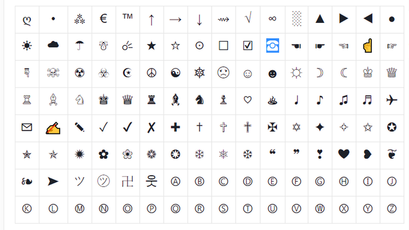 Nhiều loại kí tự khác nhau được sử dụng phổ biến