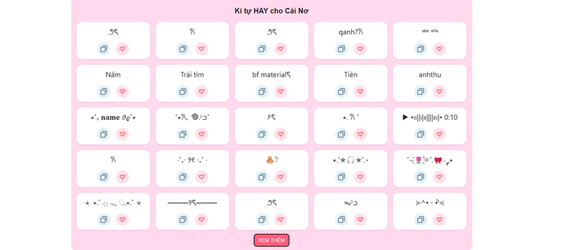 Kí tự đặc biệt TikTok nơ