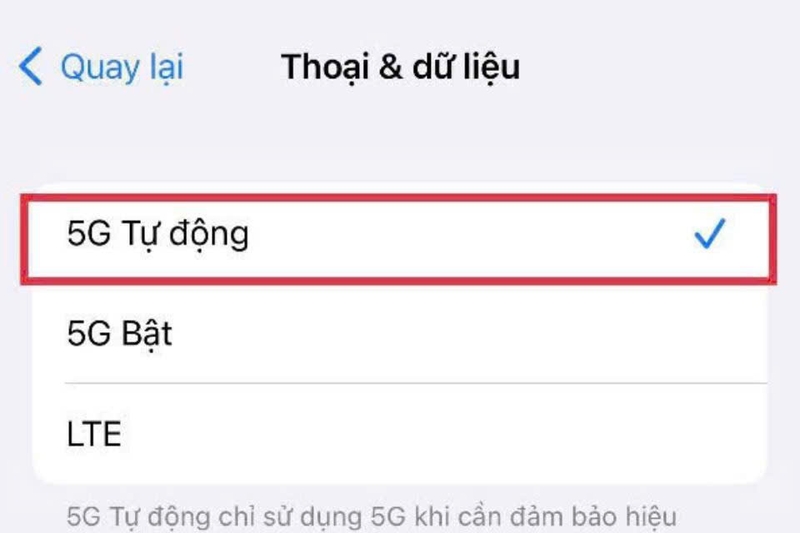 Chọn chế độ 5G phù hợp để tiết kiệm pin