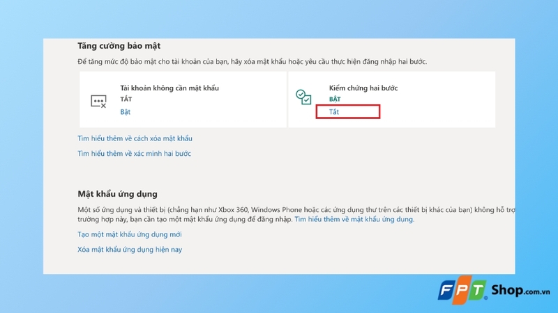 Cách tắt xác thực 2 lớp cho tài khoản Microsoft