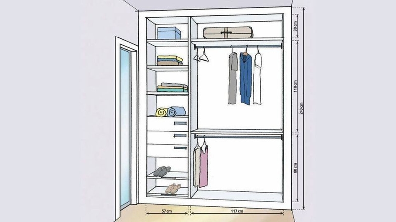 Kích thước tủ quần áo âm tường 2 cánh