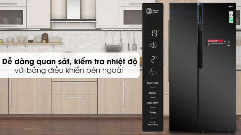 Kích thước tủ lạnh 2 cánh LG Inverter 613 lít GR-B247WB