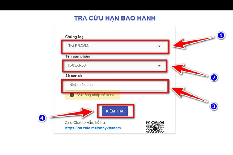 C&aacute;ch kiểm tra thời gian bảo h&agrave;nh tivi Sony - 03