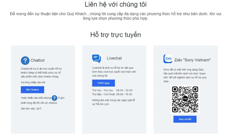 lien he qua trang web cua sony