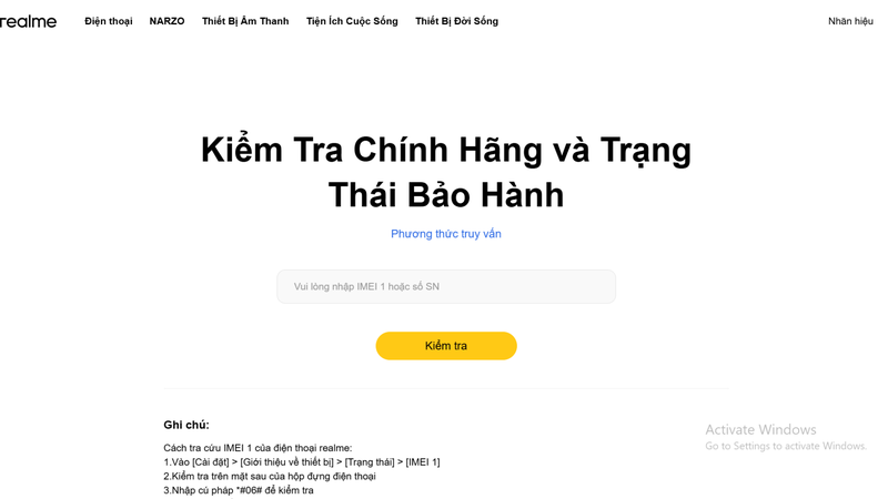 Kiểm tra thông qua website