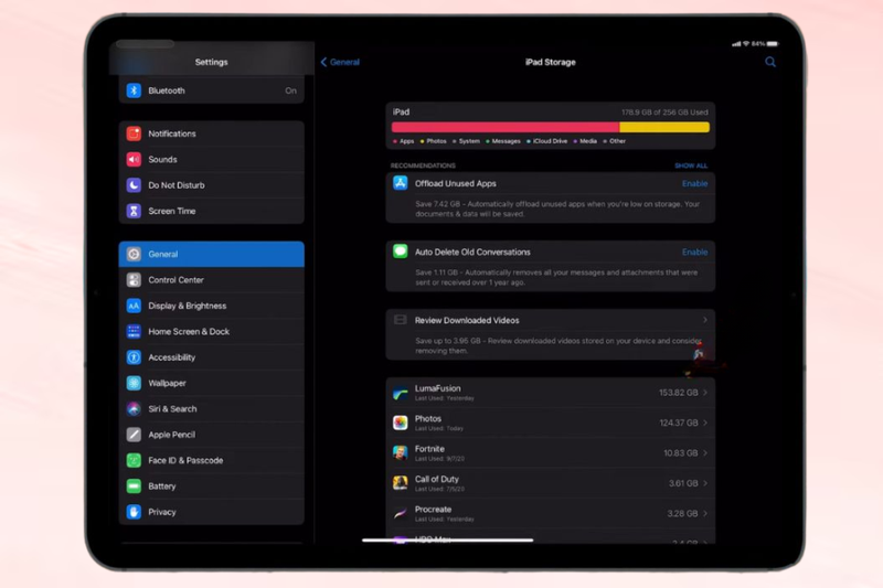 kiểm tra dung lượng bộ nhớ trên iPad 3