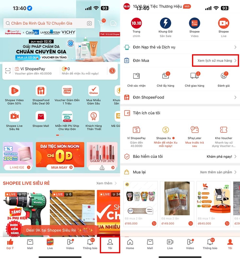 Cách kiểm tra lịch sử mua hàng trên Shopee ảnh 1