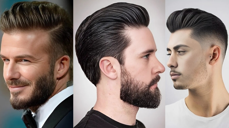 Kiểu tóc textured pompadour cho mặt tam giác ngược nam