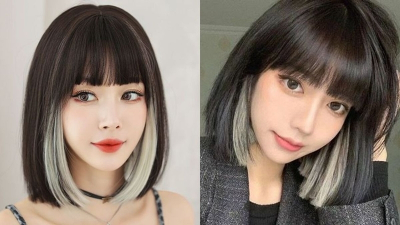 kiểu tóc ngắn ngang vai mặt tròn hình 6