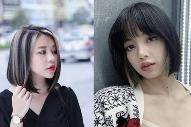 Tóc ngắn phối màu highlight