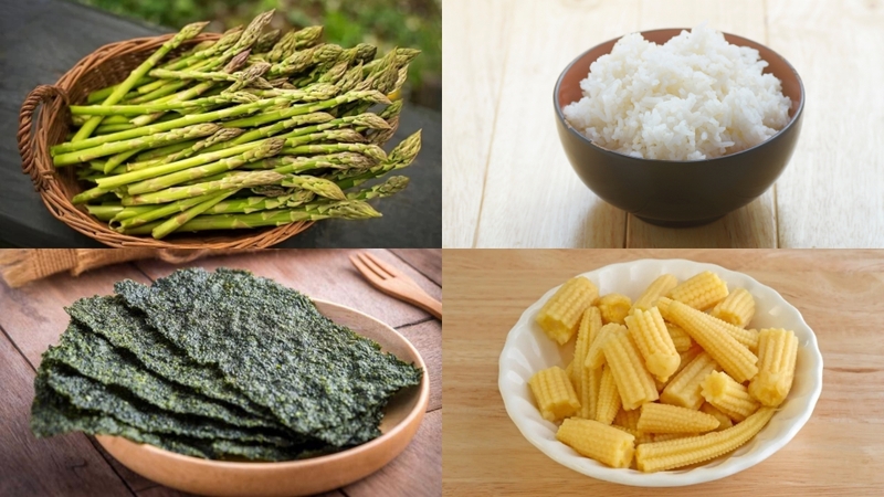 Nguyên liệu làm món kimbap chay rau củ