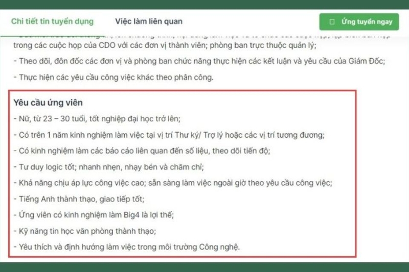 Hiểu rõ mô tả công việc và yêu cầu từ nhà tuyển dụng