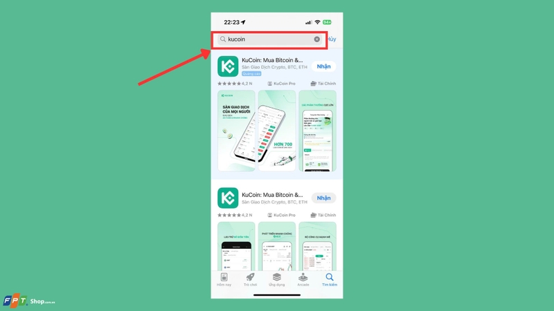 Bước 1: Truy cập App Store và tìm ứng dụng KuCoin