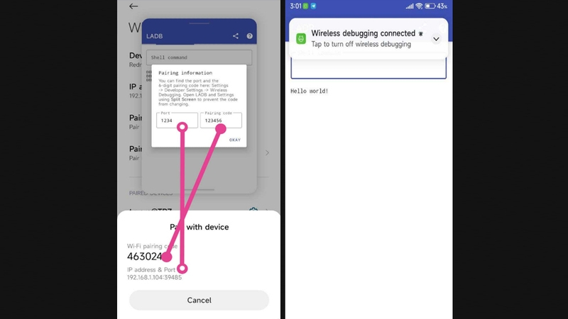Ghép nối ứng dụng LADB Connect với thiết bị để theo dõi