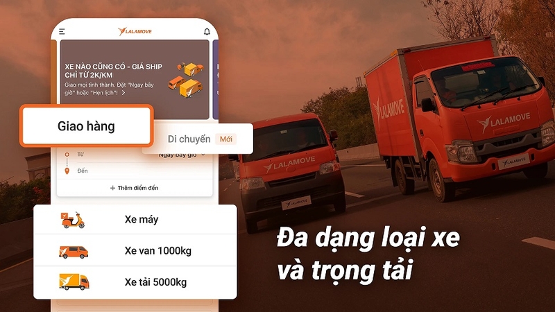 Nhiều lựa chọn loại xe và trọng tải