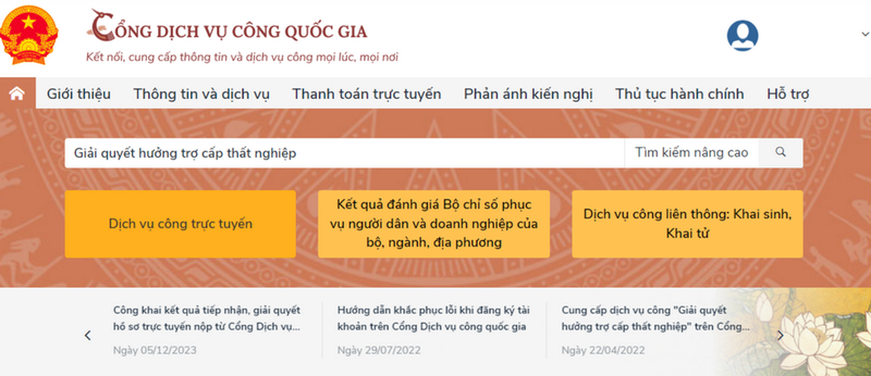 Bước 4: Tìm kiếm và chọn nộp dịch vụ công.