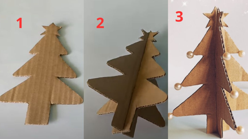 làm cây thông Noel bằng giấy carton đẹp hình 6