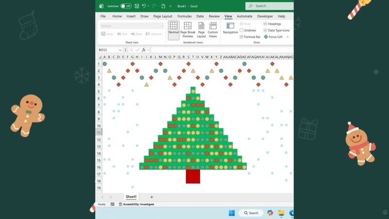 làm cây thông Noel bằng Excel hình 10