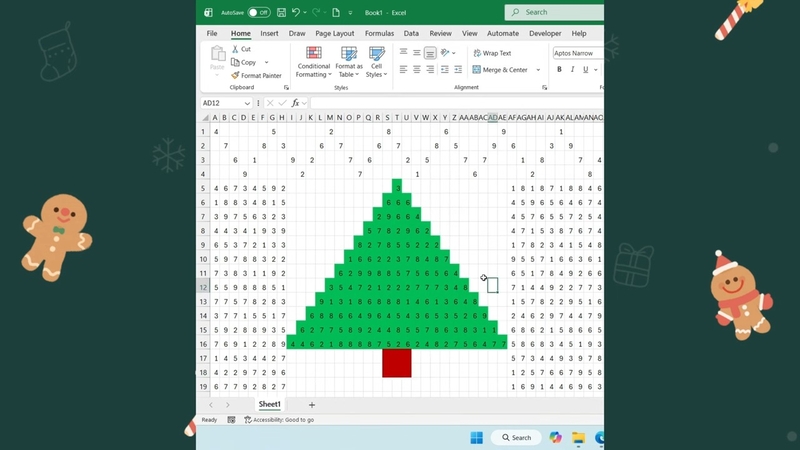 làm cây thông Noel bằng Excel hình 7