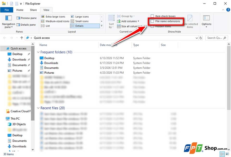 cách làm hiện đuôi file trong Win 10 - 05