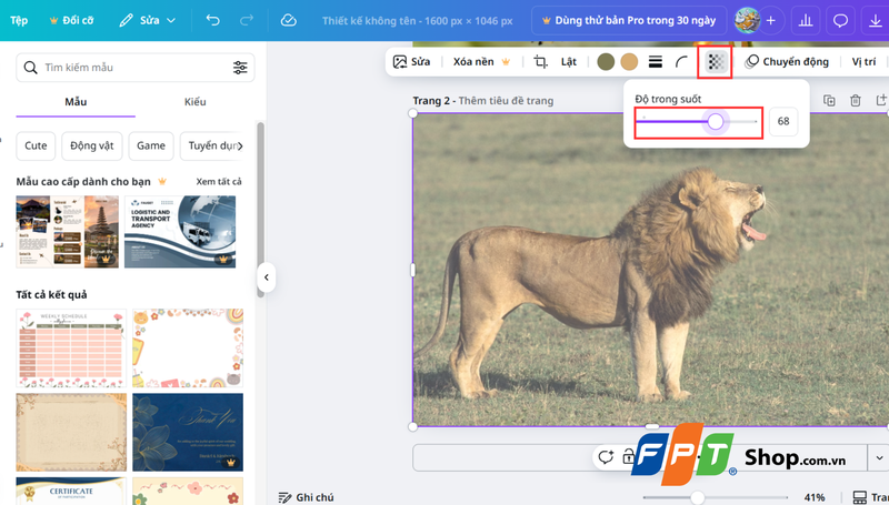 Cách làm mờ ảnh với Transparency 1