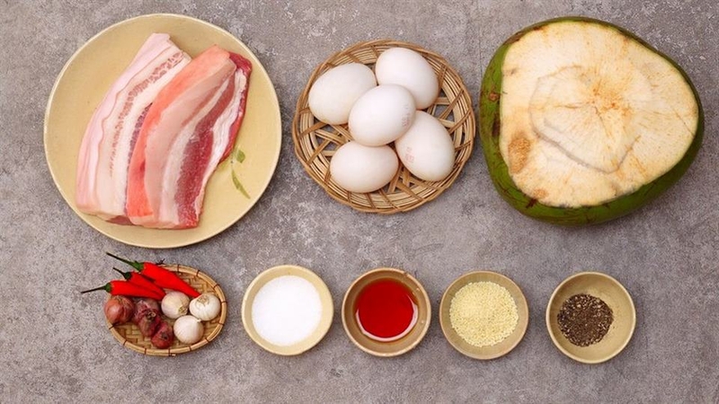 Nguyên liệu cần chuẩn bị để làm thịt kho tàu