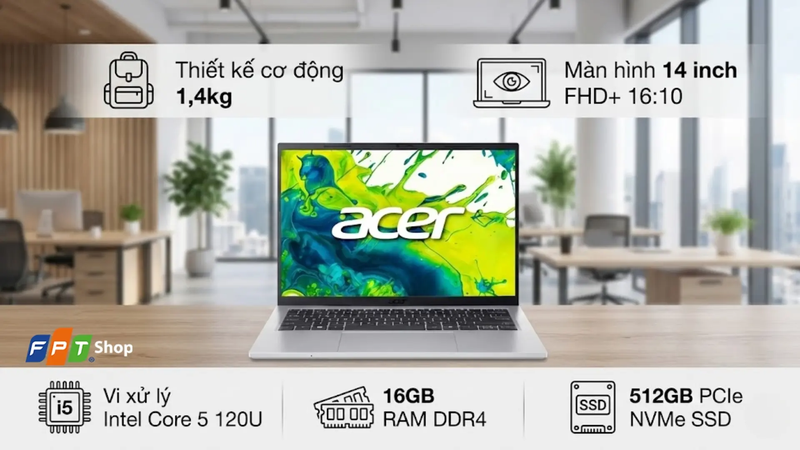 laptop acer dưới 20 triệu 2026 - Acer Aspire Go 14 AG14-72P-563L