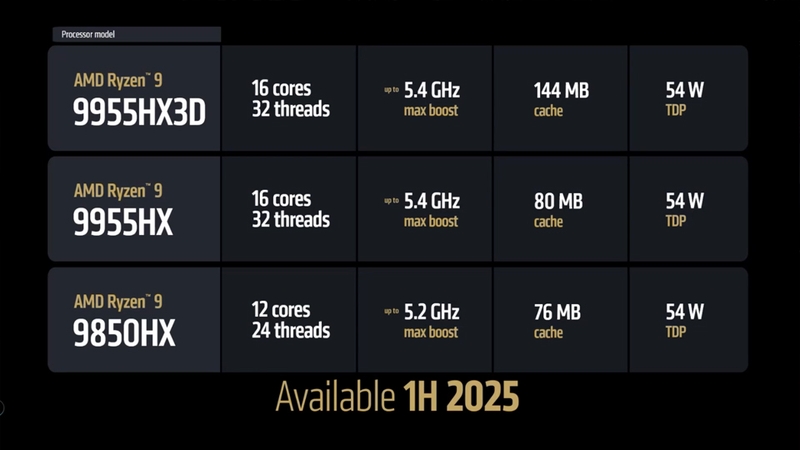 AMD Ryzen 9 9955HX3D thuộc nhóm cao cấp trong dòng Fire Range