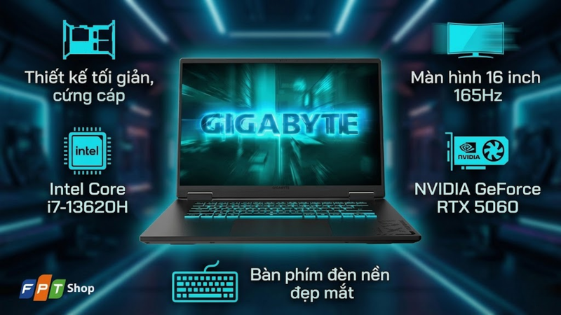 laptop cho sinh viên kỹ thuật cơ điện tử 2026 - Gigabyte Gaming A16