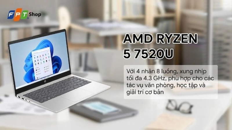 laptop cho sinh viên ngành Báo chí 2026 - Laptop HP 14-em0024AU Ryzen 5-7520U