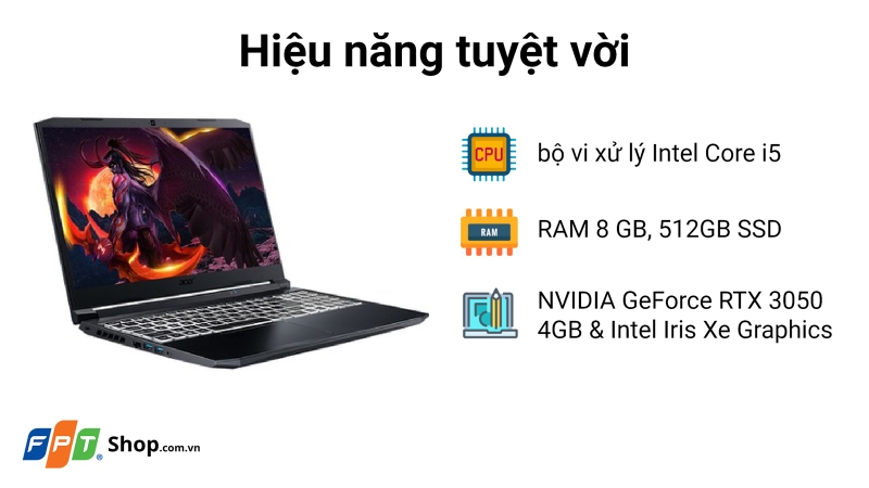 laptop cho sinh viên ngành điện tử viễn thông 2026 - acer nitro gaming an515 57 54mv i5 11400h