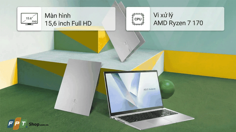 laptop cho sinh viên tài chính ngân hàng 2026 đáng mua - ASUS Vivobook M1502NAQ-BQ031W R7-170