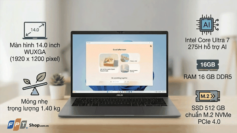laptop cho sinh viên tài chính ngân hàng 2026 đáng mua - ASUS Vivobook S14 S3407CA-SF923W Ultra 7 255H