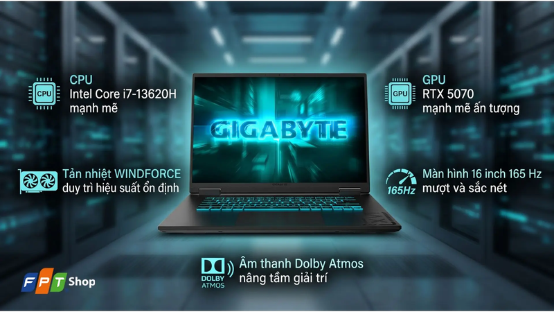 laptop gaming dưới 45 triệu 2026 - Gigabyte Gaming A16 CWHI3VNC94SH