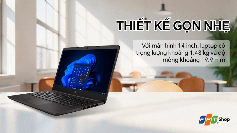hp 240r g9 i3 1315u ax3c6at sở hữu thiết kế gọn nhẹ với màn hình 14 inch