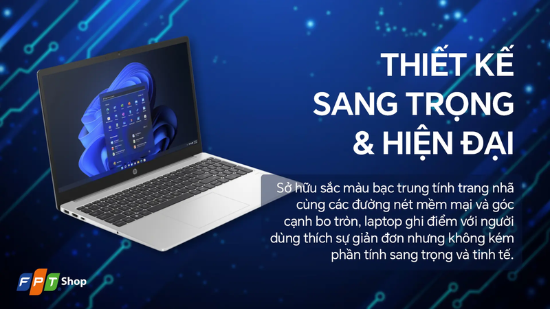 Laptop HP 250 G10 sở hữu ngoại hình sang trọng, thiết kế tối giản
