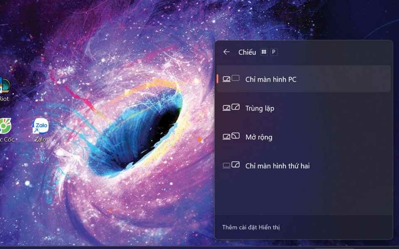 Hãy bạn nhấn đồng thời tổ hợp phím Windows + P