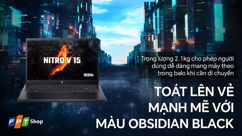laptop màu đen - Laptop Acer Nitro V Gaming ANV15-41-R2UP