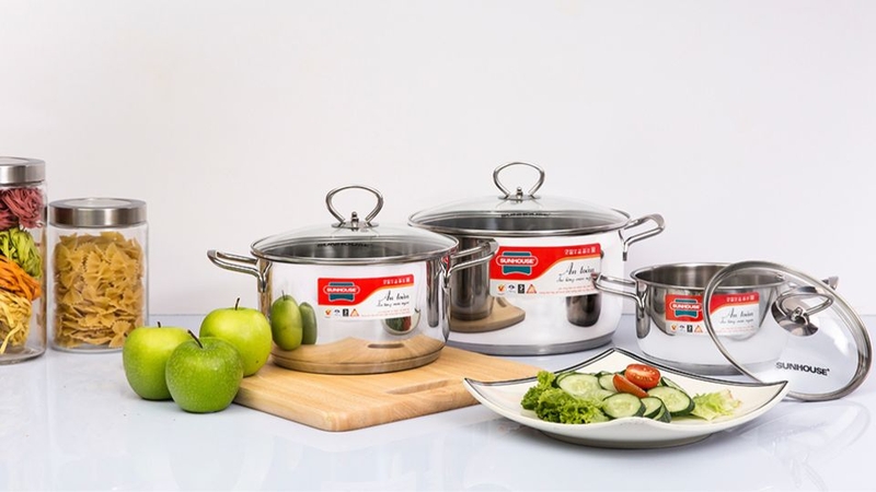 Bộ 3 nồi inox 5 đáy Sunhouse SH888