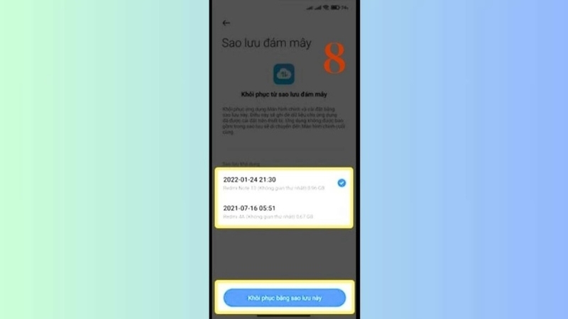 Sử dụng Mi Cloud để khôi phục dữ liệu