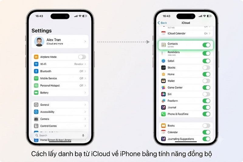 Cách lấy danh bạ từ iCloud về iPhone bằng tính năng đồng bộ