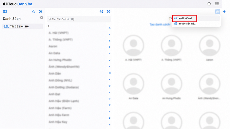 Xuất danh bạ về máy