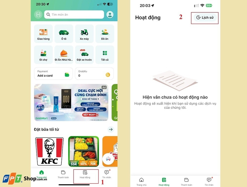 lấy hóa đơn grab 3