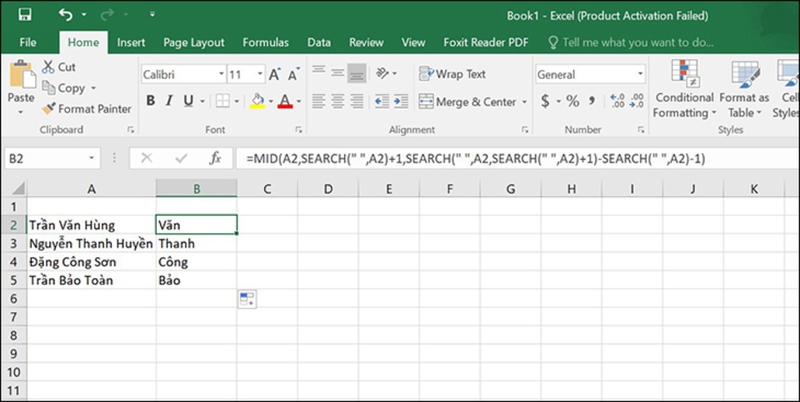 Hàm MID giúp lấy ký tự giữa trong Excel nhanh chóng