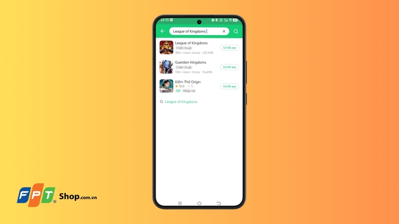 Nhập từ khóa “League of Kingdoms”