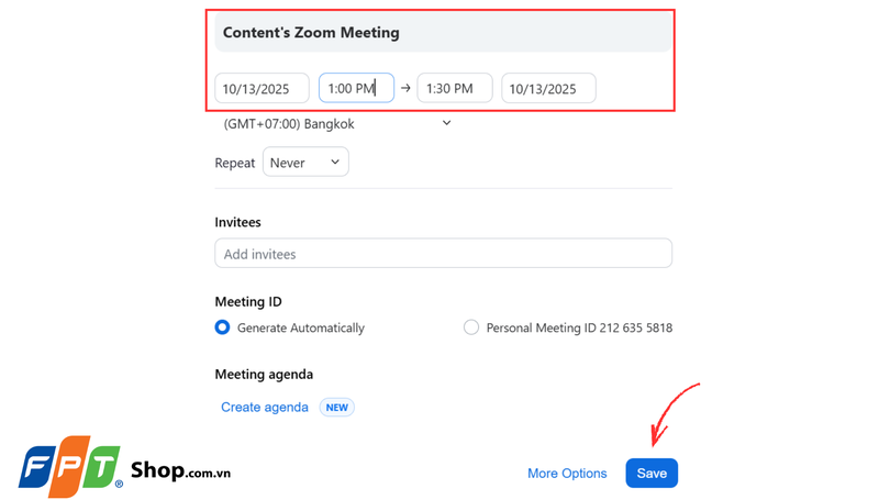 thông tin cuộc họp trên Zoom