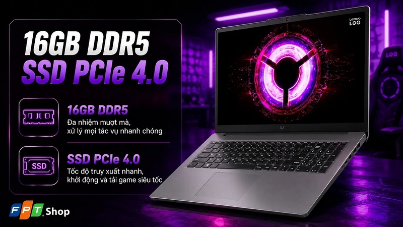 Bộ nhớ DDR5 và SSD tốc độ cao giúp máy vận hành linh hoạt hơn