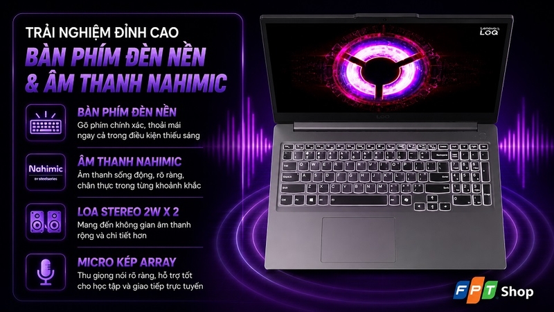 Tối ưu trải nghiệm sử dụng với bàn phím đèn nền và âm thanh Nahimic
