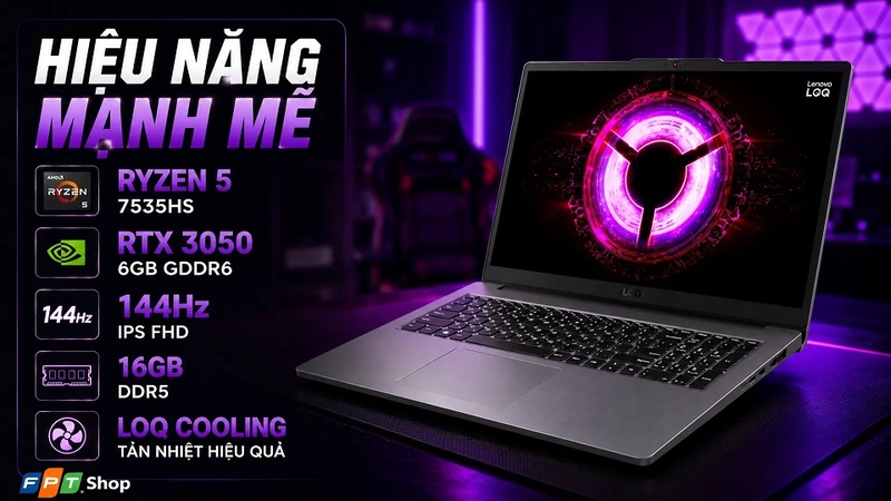 Ryzen 5 7535HS mang lại hiệu năng mượt mà cho nhiều tác vụ
